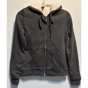 RUE 21 Charcoal Grey Faux Fur Hoodie Long Sleeve Size XS.